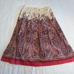 Talbots Skirt Womens 14 Multicolor Paisley A-Line Long Cotton Boho Cottagecore